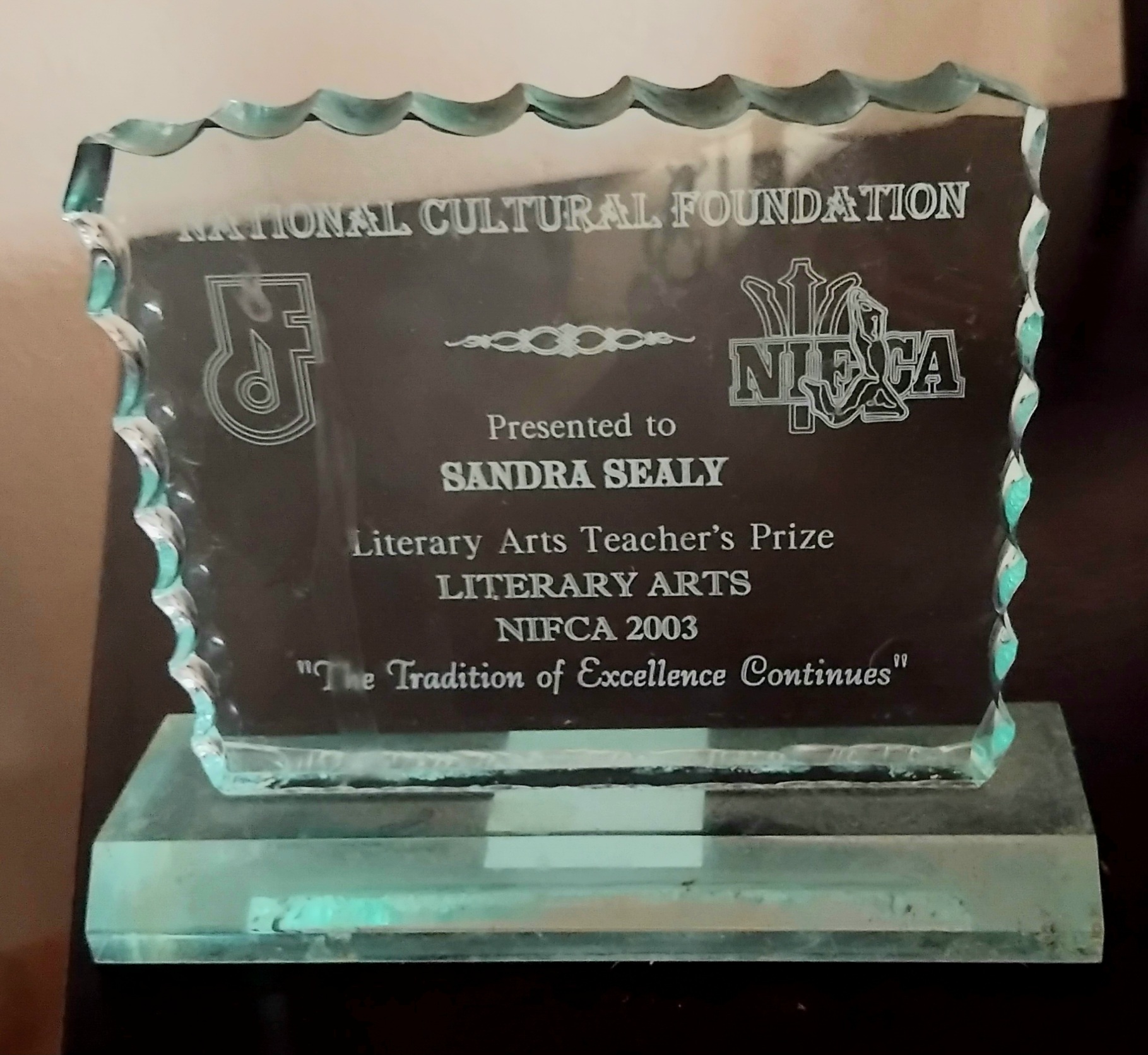 Awarded 1st NIFCA Literary Arts Teacher's Prize (National Cultural Foundation🇧🇧)